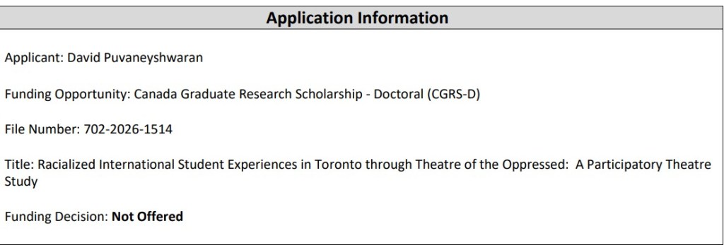 SSHRC CGS-D Rejection