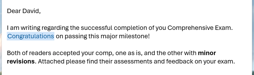 Passing my Comp&nbsp;Exam